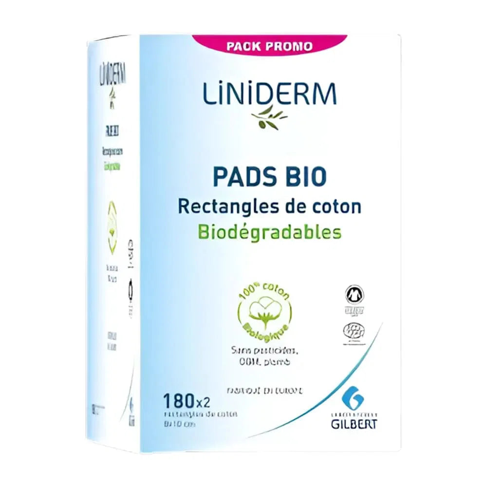 Pack promo Gilbert Liniderm rectangles de coton bio biodégradables pour le change de bébé Maroc.