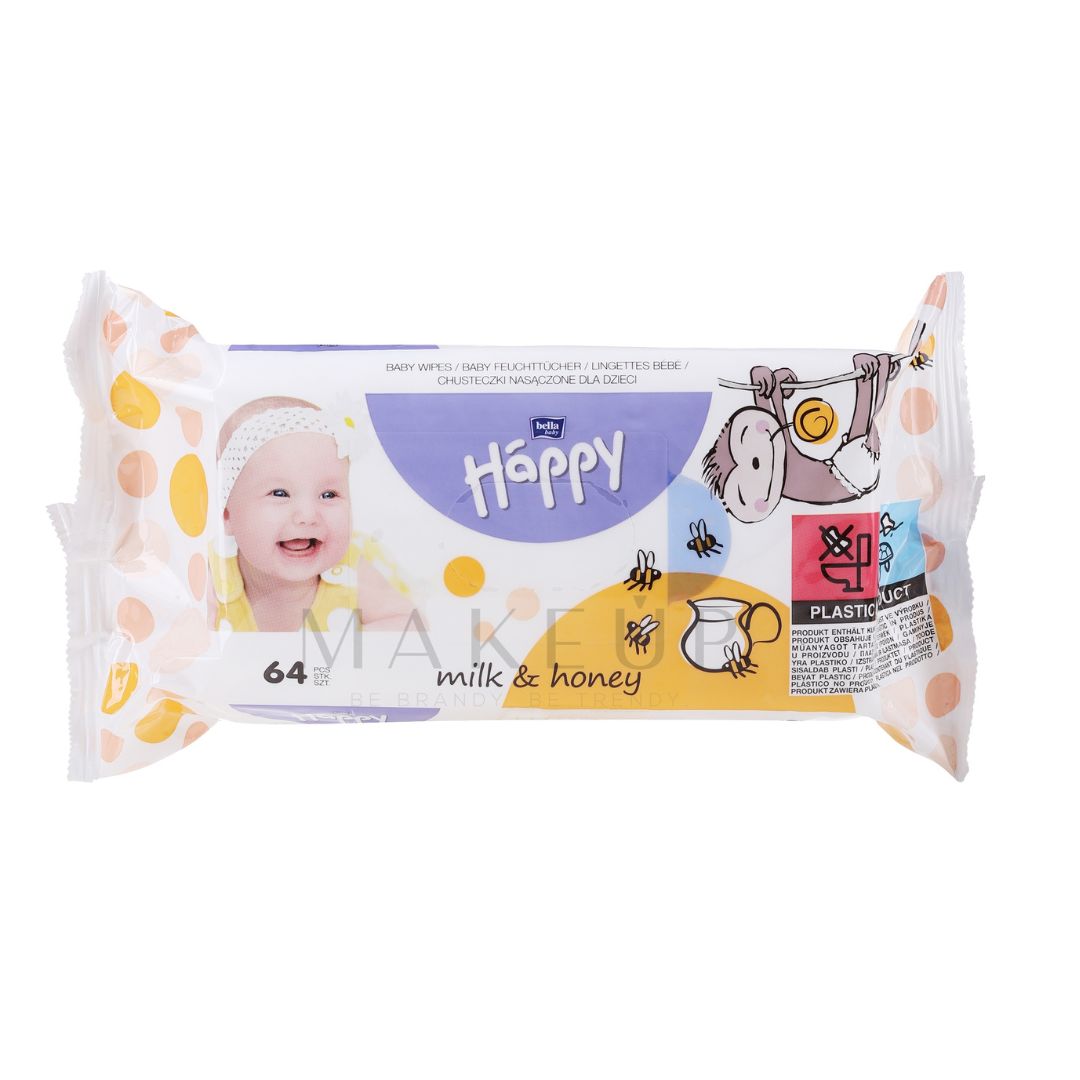 Lingettes Bébé Happy Lait & Miel - Hydratation | 9mois.ma