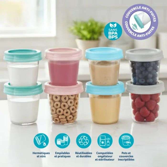 Pots de conservation pour lait maternel