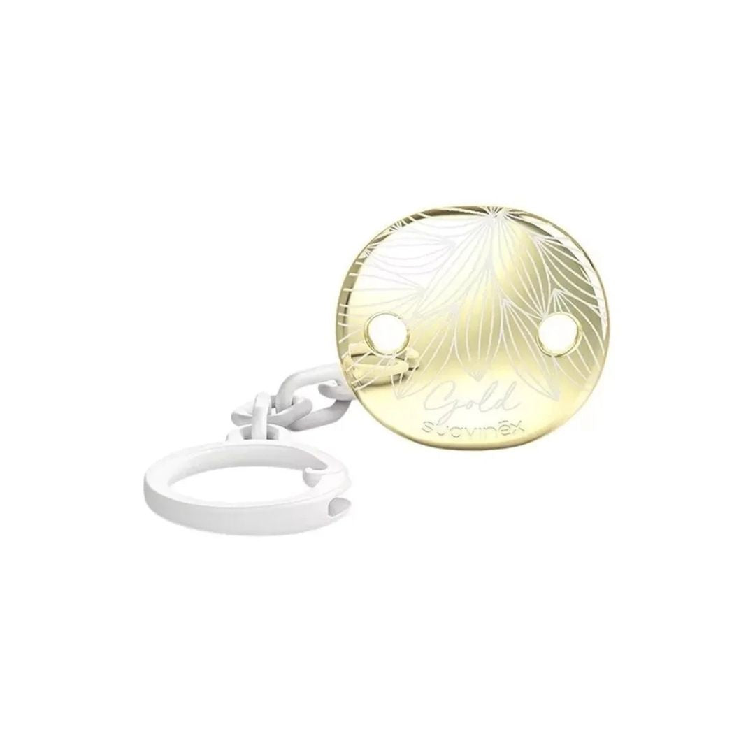 Attache-sucette Bijou Suavinex – Élégance Gold Gris