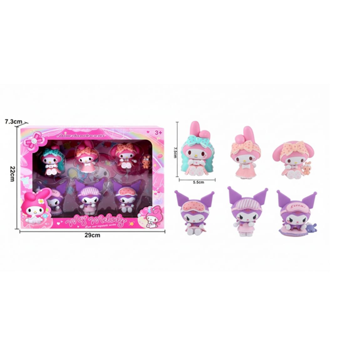 Coffret de 6 Figurines My Melody & Kuromi