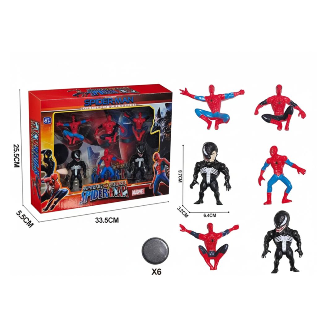 Pack de 6 Figurines de Collection Spider-Man & Venom