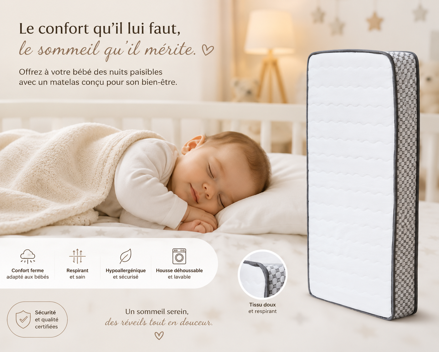 Matelas Bébé Premium Confort & Sécurité