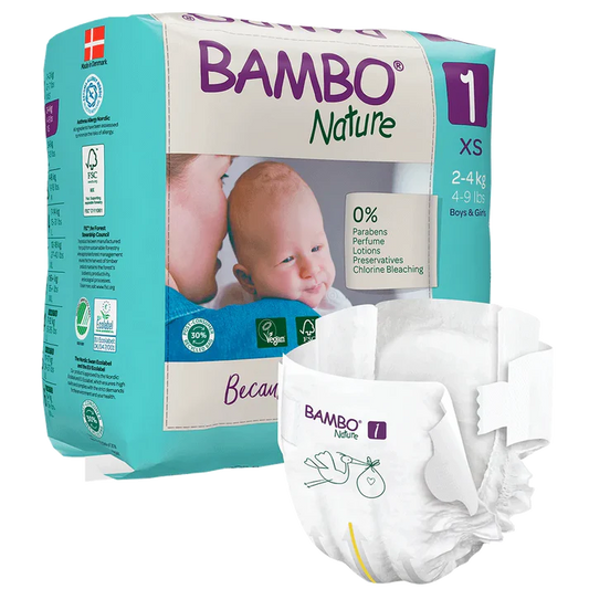 Couches ecologiques pour nouveau-ne Bambo Nature taille 1 de 2 a 4 kg avec indicateur d humidite
