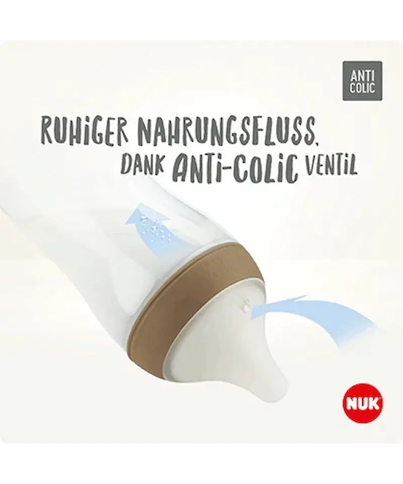 Biberon NUK Perfect Match 150ml 0m+ avec tétine souple en silicone et système anti-colique.