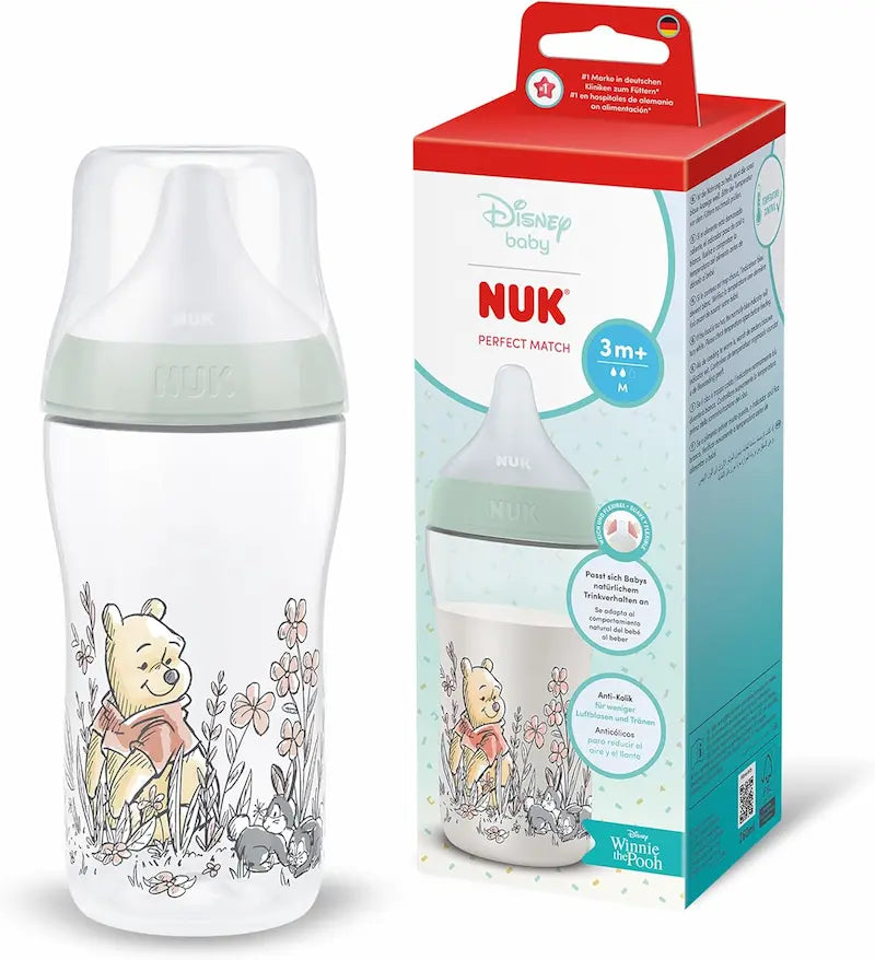 Biberon NUK Perfect Match 260ml 3m+ Disney Winnie l'Ourson et Tigrou anti-colique.