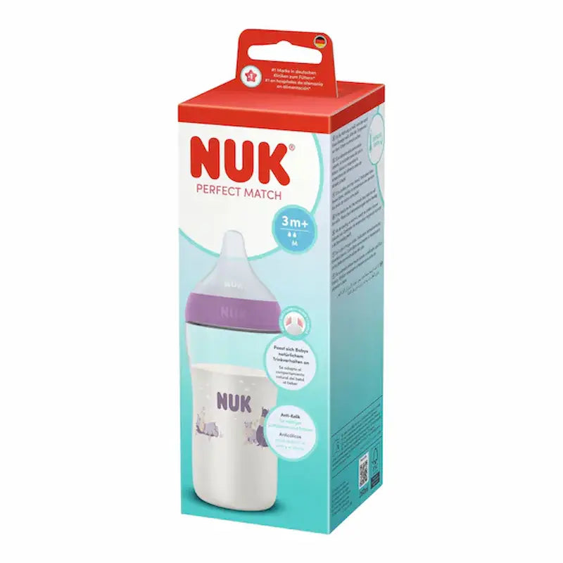 Biberon NUK Perfect Match 6m+ anti-colique avec tétine souple XL et motifs panda 