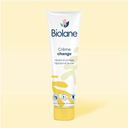 Crème change Biolane pour bébé, soin protecteur et réparateur pour les rougeurs du siège, formule naturelle fabriquée en France.