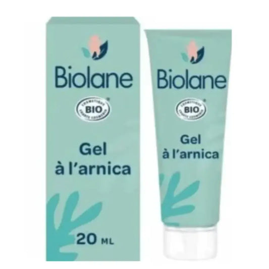 Gel à l'arnica Biolane certifié Bio pour bébé, soin apaisant petits bobos et coups format 20ml.