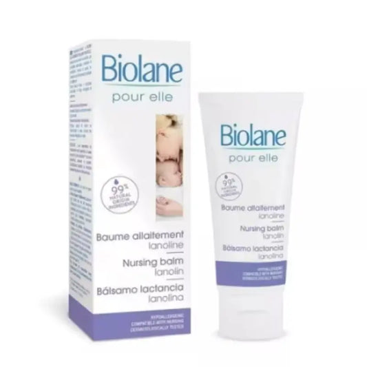 Baume allaitement Biolane pour elle à la lanoline, soin réparateur et protecteur mamelons pour maman.