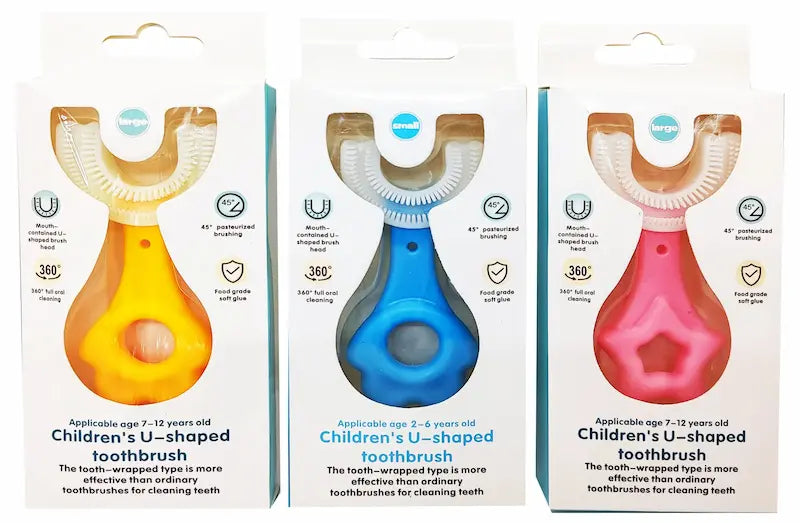 Brosse à dents enfant en forme de U en silicone nettoyage 360 degrés
