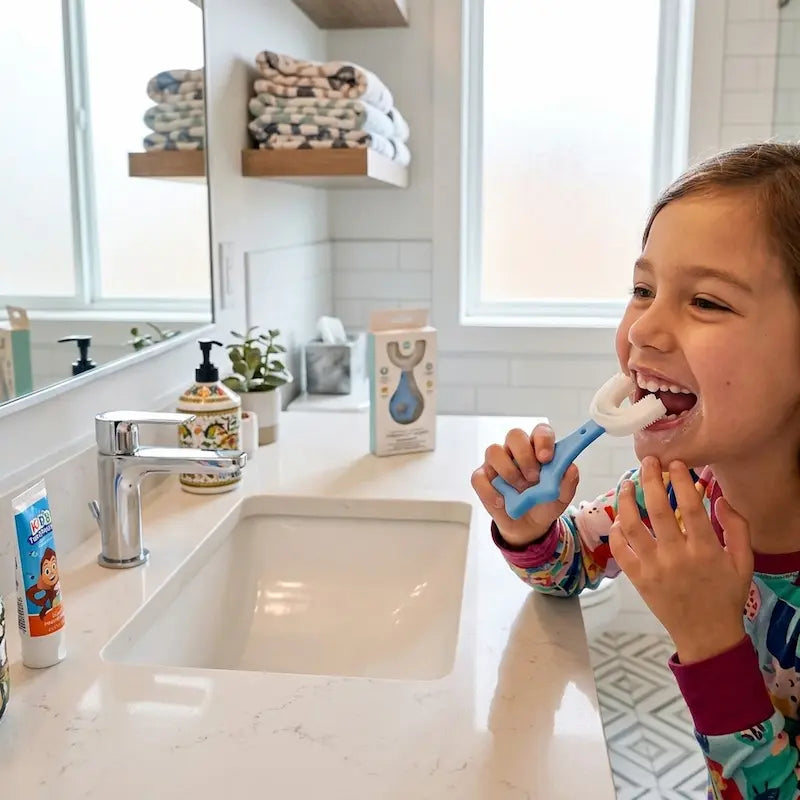 Brosse à dents enfant en forme de U en silicone nettoyage 360 degrés