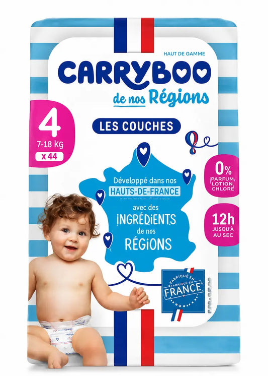 Title:  Couches Écologiques Premium Carryboo Taille 4 (7-18 kg) – Paquet de 44