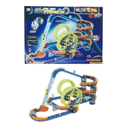 Circuit de Course Lumineux 89 Pièces avec Voiture Télécommandée