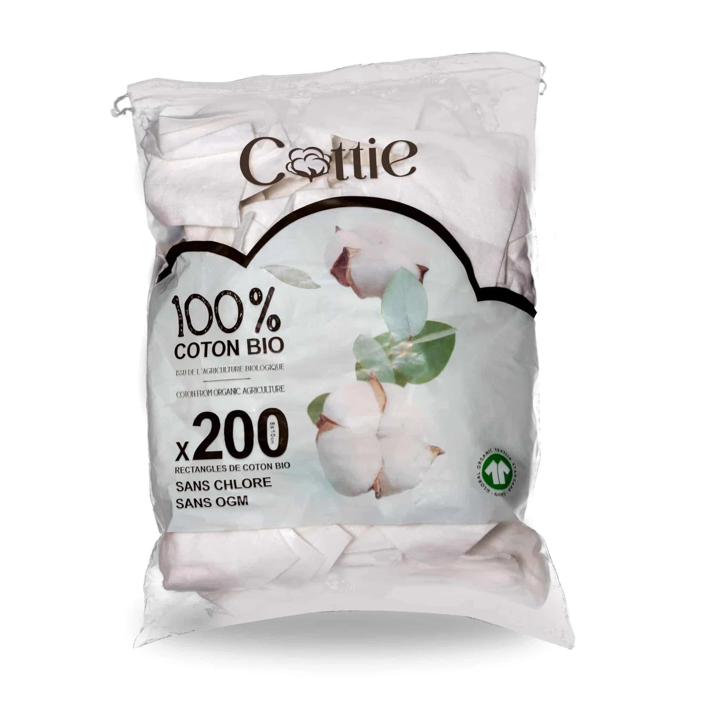 Cottie rectangles de coton 100% bio sans chlore ni OGM pour le change et la toilette de bébé Maroc.