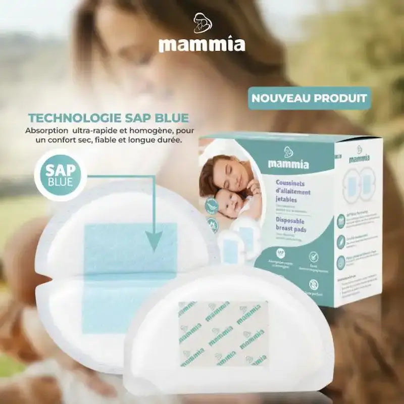 Boîte de 30 coussinets d'allaitement jetables ultra-absorbants Mammia sans parfum.