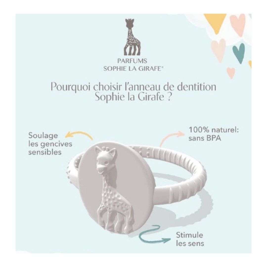 Coffret Eau de Soin parfumee Sophie la Girafe 50ml et anneau de dentition pour bebe Maroc.