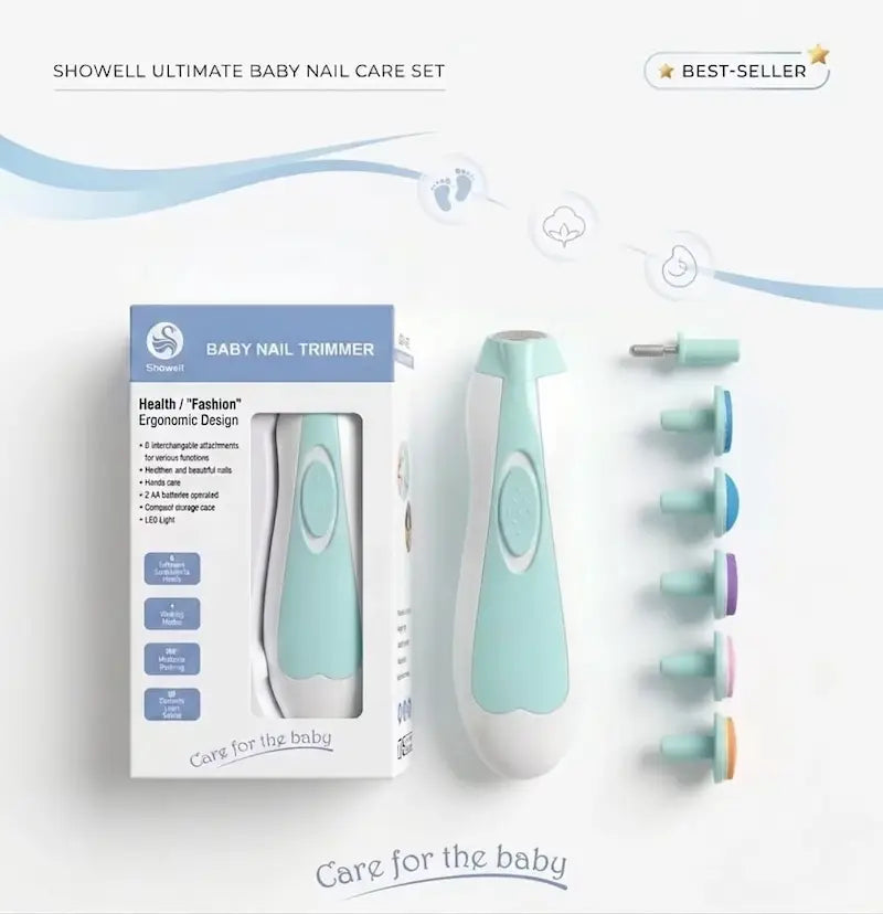 Lime à ongles électrique pour bébé Showell avec 6 embouts interchangeables, lime-electrique.