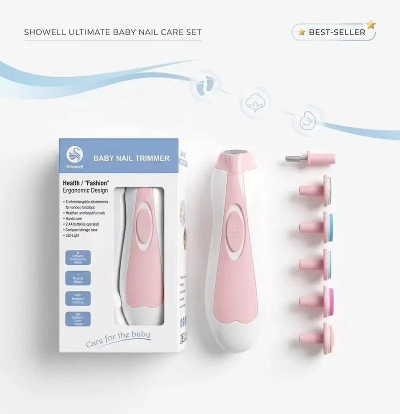Lime à ongles électrique pour bébé Showell avec 6 embouts interchangeables, lime-electrique.