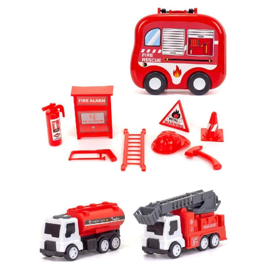 Mallette de Transport et Set de Véhicules de Pompiers