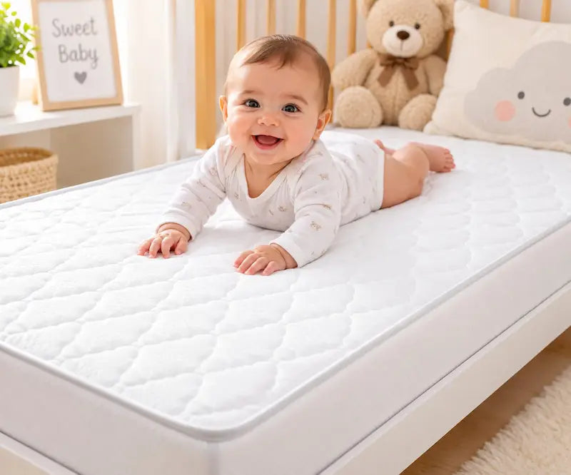 Matelas orthopédique blanc matelassé pour lit de bébé confortable et respirant