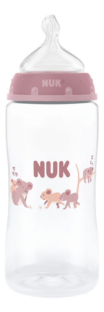 Biberon NUK First Choice 300ml 3m+ avec tétine en silicone et système anti-colique motif koala.