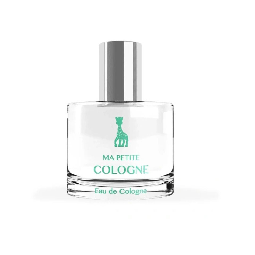 Coffret parfum bebe Sophie la Girafe contenant une eau de cologne et une trousse verte pour maman Maroc.