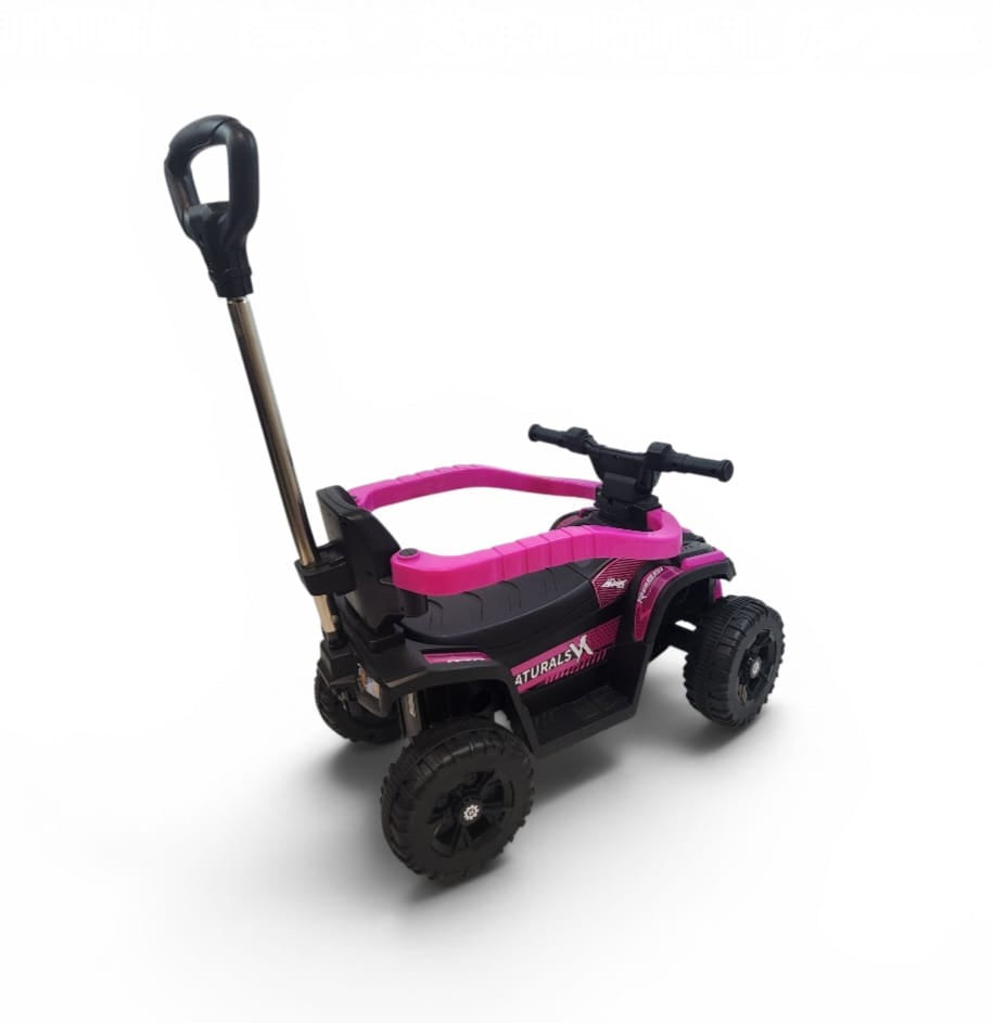 Porteur Quad Bébé Rose et Noir avec Canne de Poussée NEUFMOIS