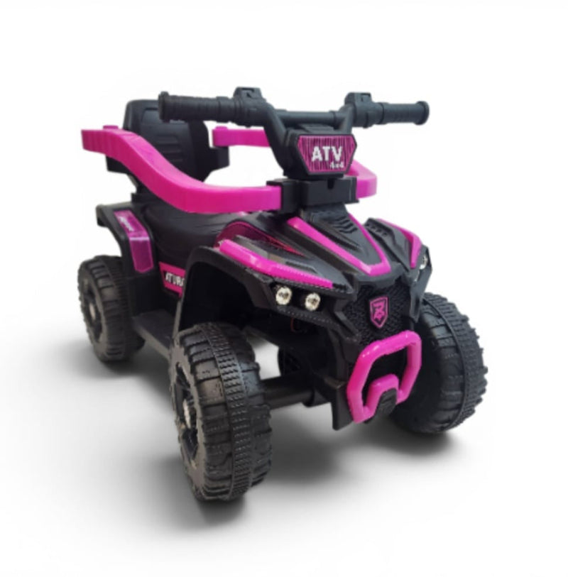 Porteur Quad Bébé Rose et Noir avec Canne de Poussée