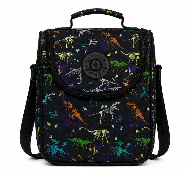 Sac isotherme Lunch box enfant  à motifs dinosaures avec bandoulière réglable pour déjeuner scolaire