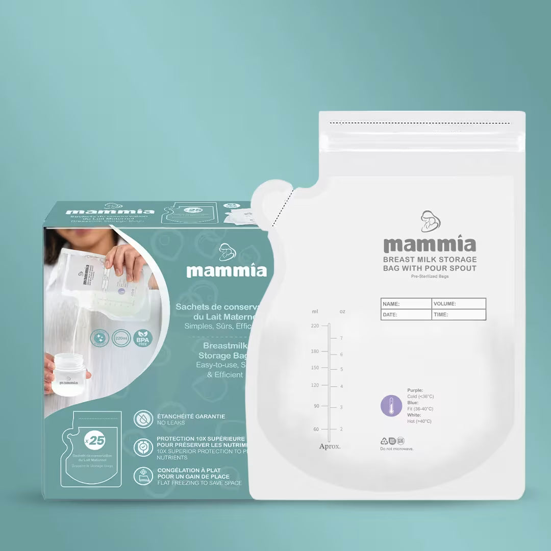 Boîte de 25 sachets de conservation de lait maternel Mammia 220ml sans BPA, sachets-de-conservation-de-lait-maternel-x25-mammia.