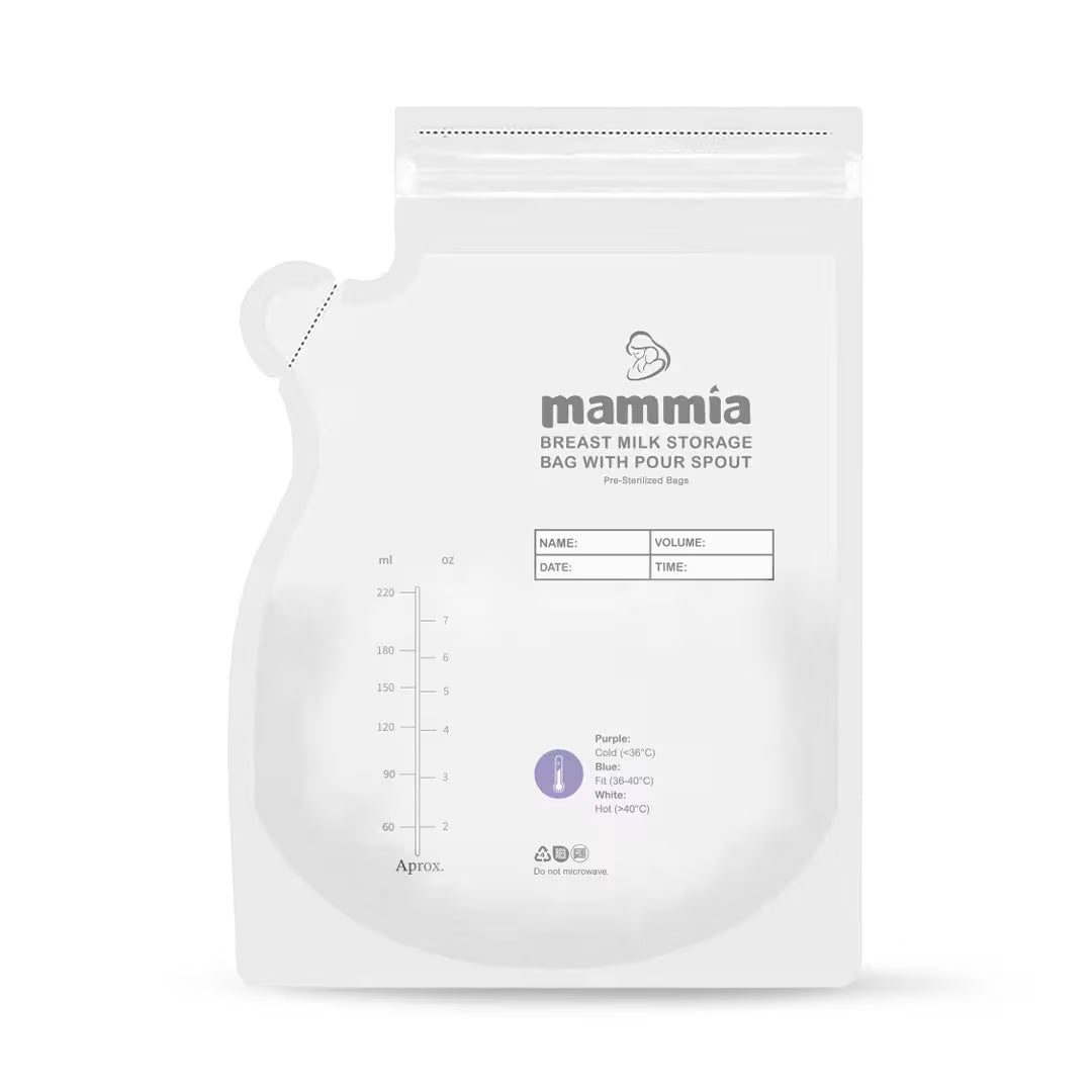 Boîte de 25 sachets de conservation de lait maternel Mammia 220ml sans BPA, sachets-de-conservation-de-lait-maternel-x25-mammia.