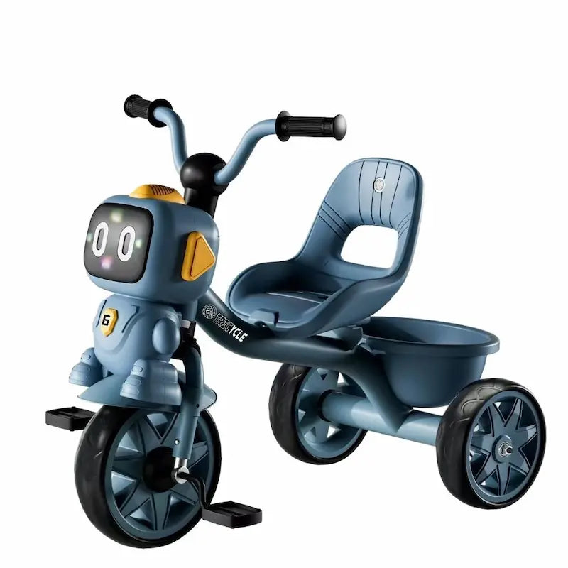 Tricycle enfant rose design robot avec panier arrière disponible sur neufmois.ma Maroc.