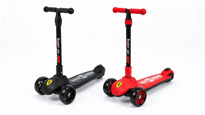 Trottinette enfant 3 roues noire et rouge avec guidon réglable 