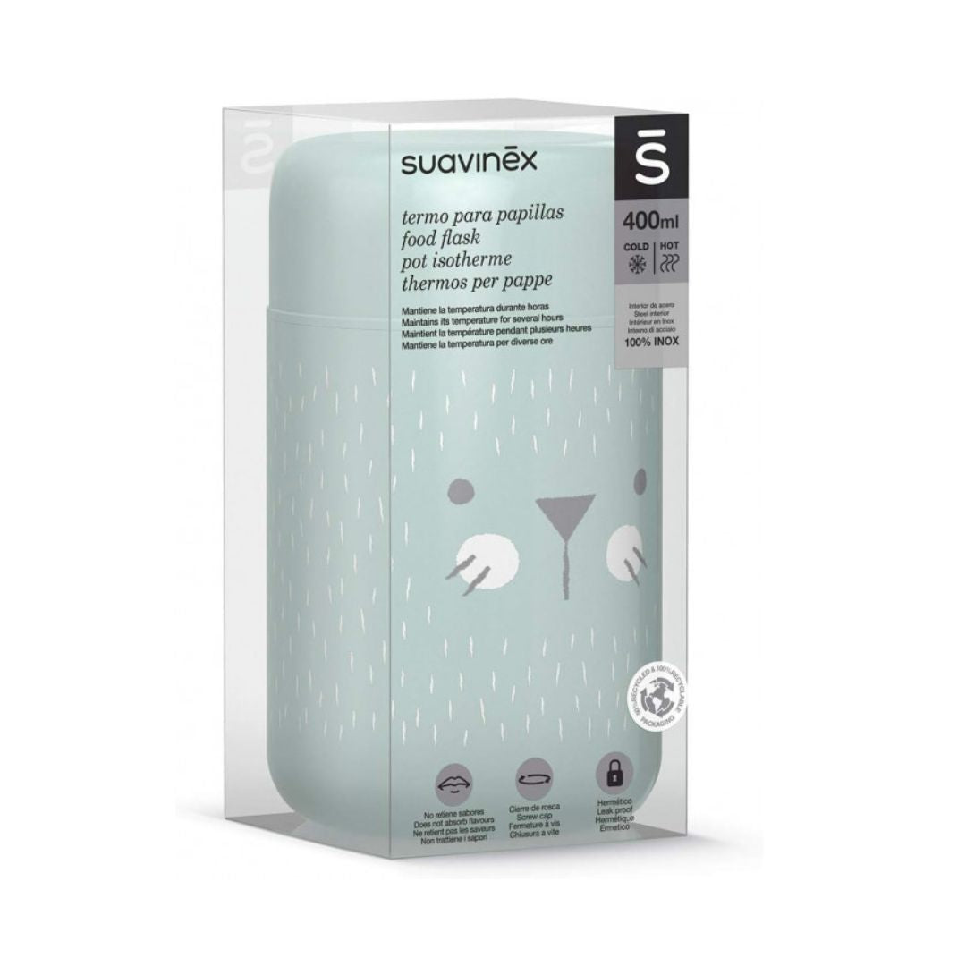 Suavinex Thermos Bébé en Acier Inoxydable Hermétique 400ml Vert