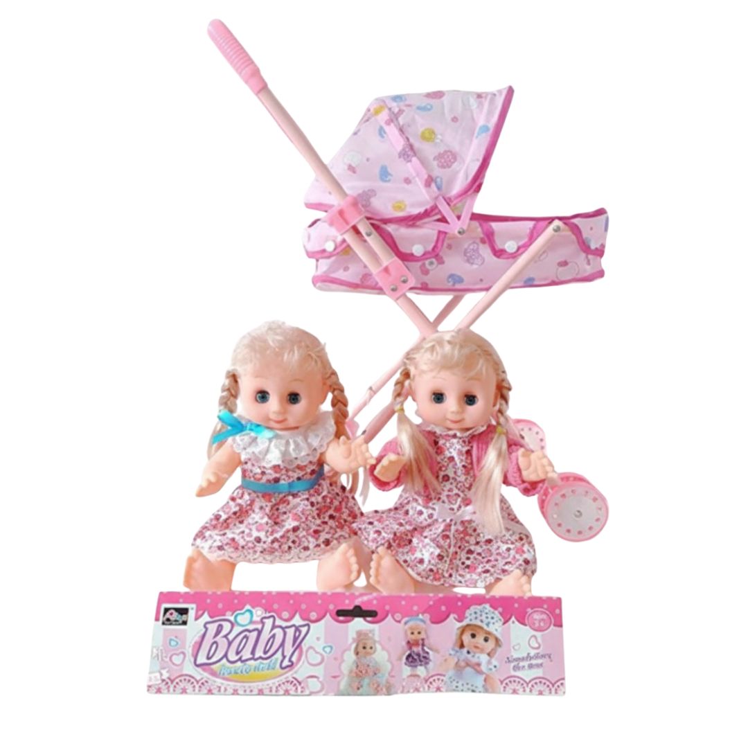 Poupée Interactive  avec Poussette et Accessoires