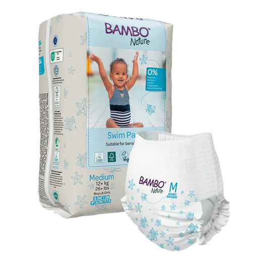 Paquet de 12 couches de bain jetables Bambo Nature taille M 12 kg et plus alese de piscine pour grand bebe
