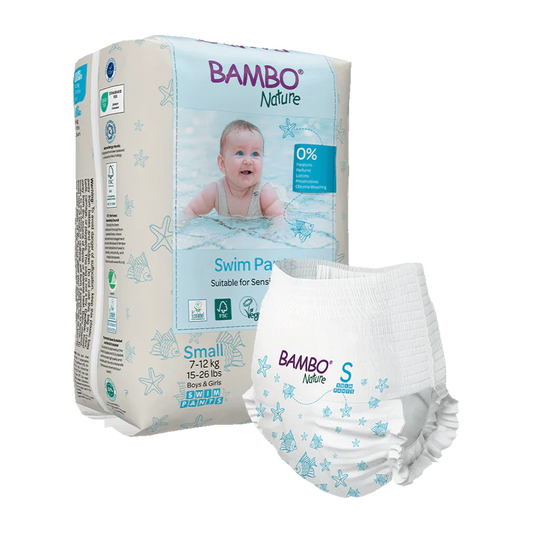 Paquet de 12 couches de bain jetables Bambo Nature taille S 7 a 12 kg pour piscine et plage