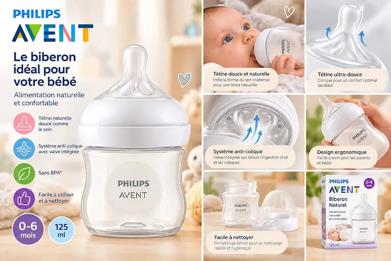 Pack 3 pièces nouveau-né comprenant un spray Stérimar bébé, un biberon Philips Avent et une sucette Biolane