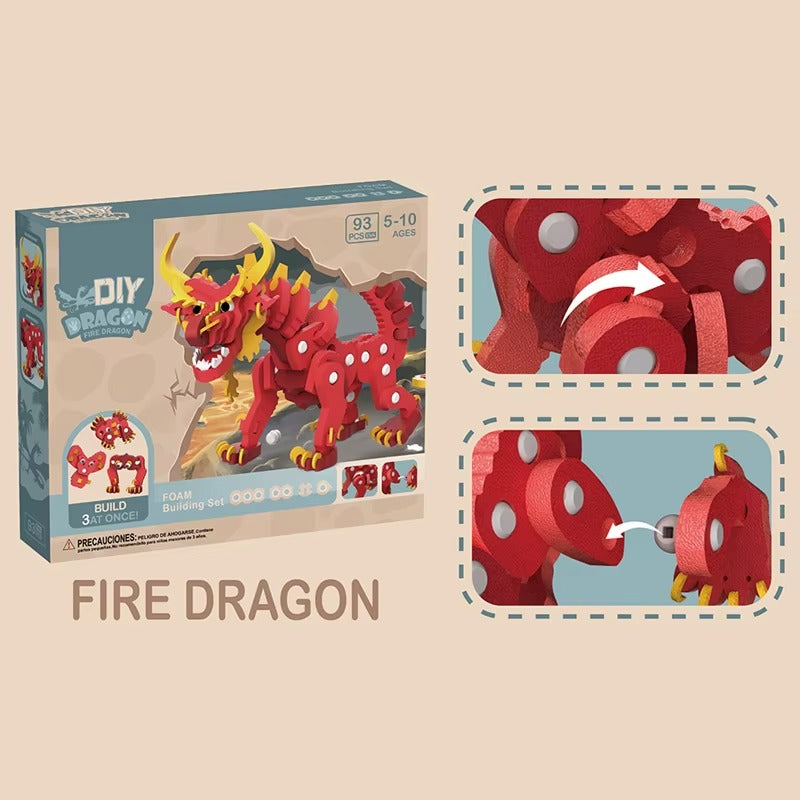 Dragon de Feu en Blocs de Construction - 48 Pièces
