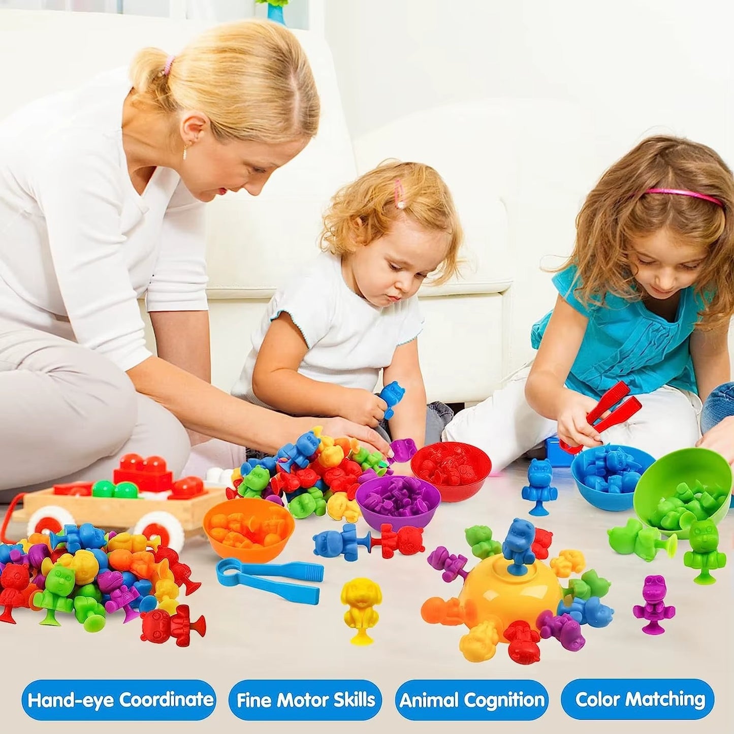 Jouet Montessori  Ventouses - Tri Couleurs Animaux