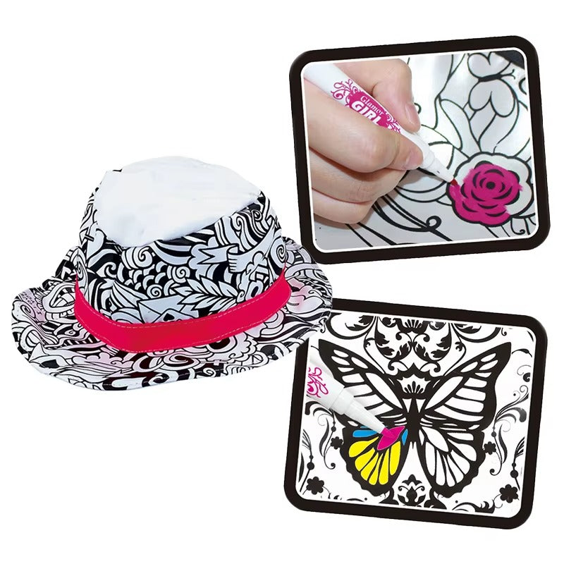 Chapeau DIY Graffiti à Colorier - Fedora Lavable Feutres Inclus