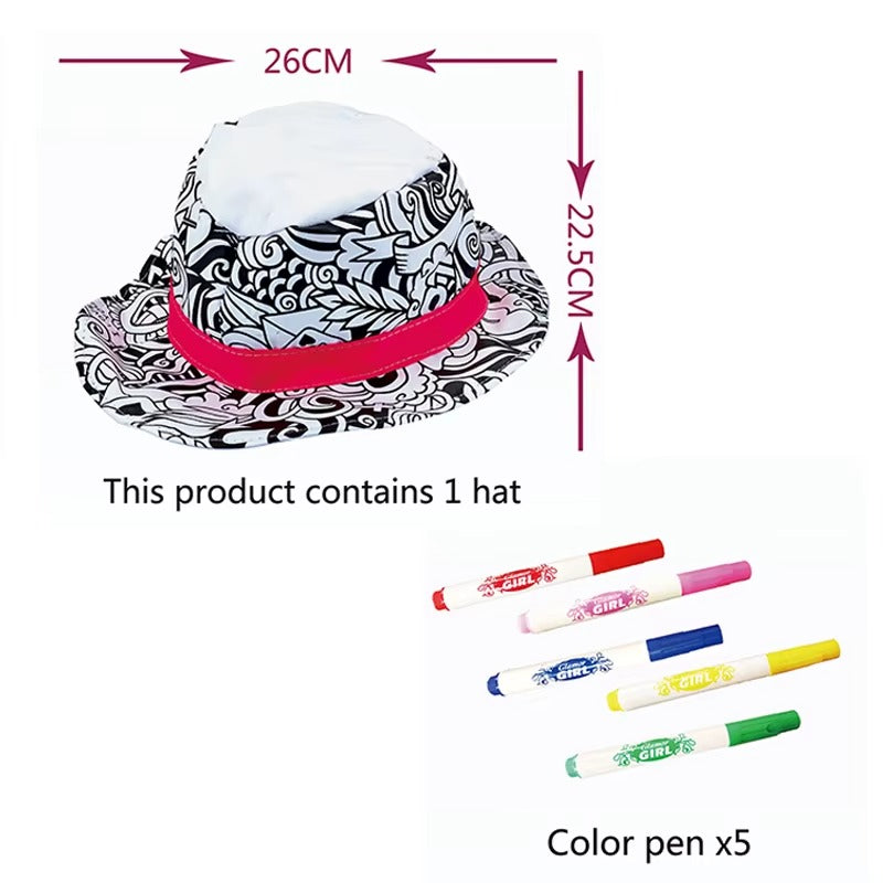 Chapeau DIY Graffiti à Colorier - Fedora Lavable Feutres Inclus