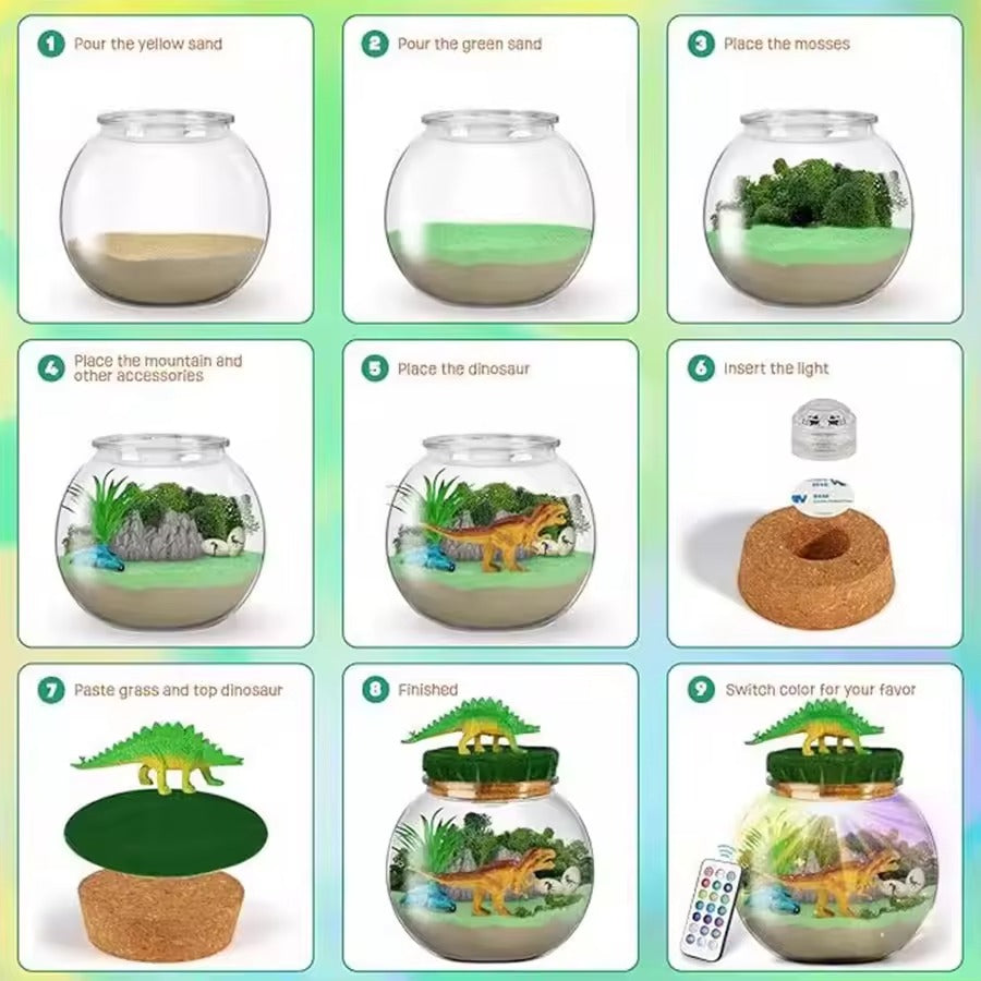 Kit Terrarium Dinosaure Lumineux LED pour Enfants