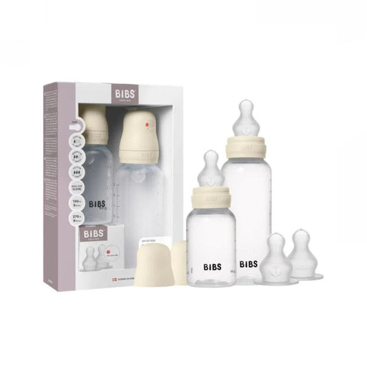 BIBS Grow and Flow Biberon Bébé Rond Latex en verre Set 150 ml / 270ml - Ivory