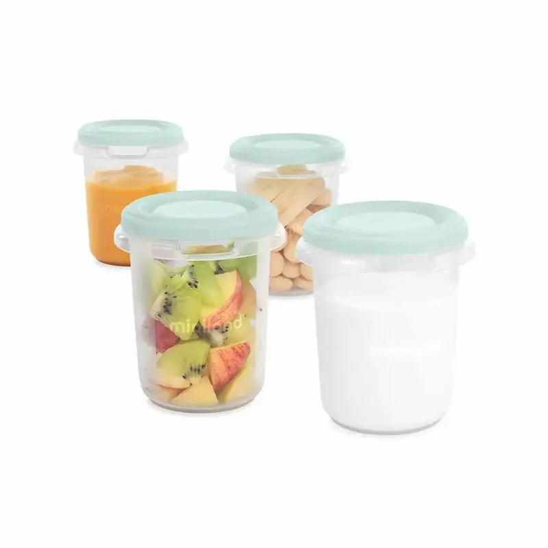 Set 4 pots conservation Miniland 250ml menthe graduation repas bébé