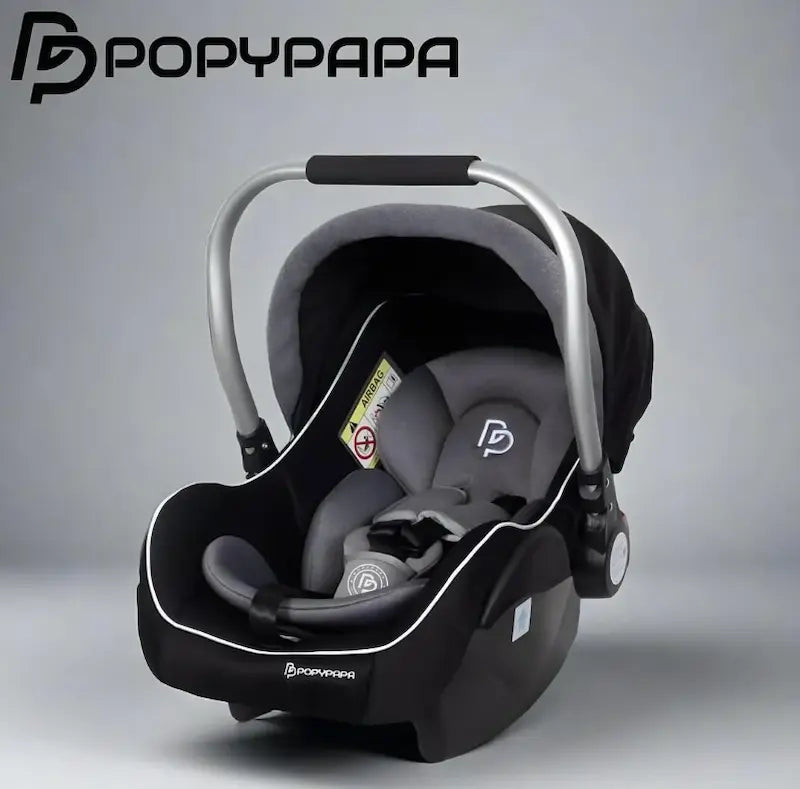 Siege-auto-bebe-popypapa-noir-gris-poignee-aluminium