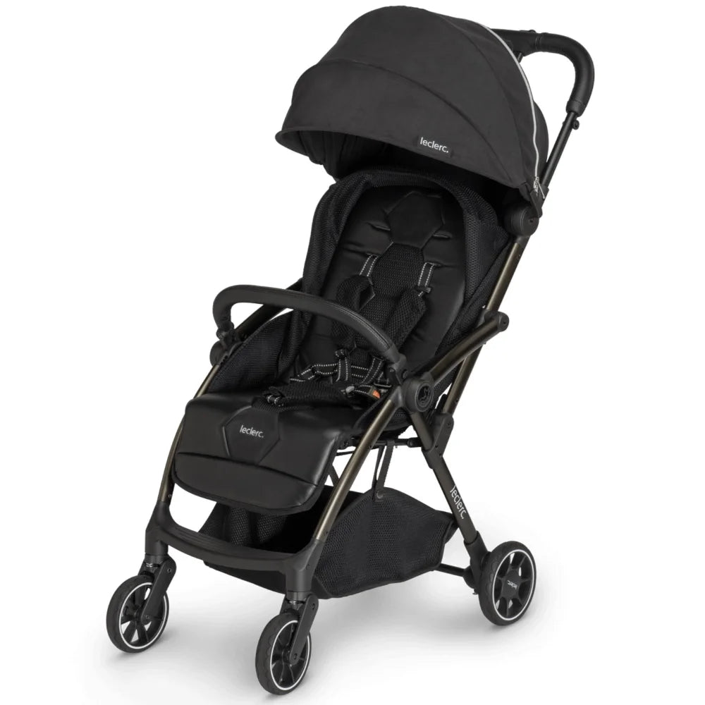 Poussette Leclerc Baby noire compacte avec système de pliage automatique Magic Fold