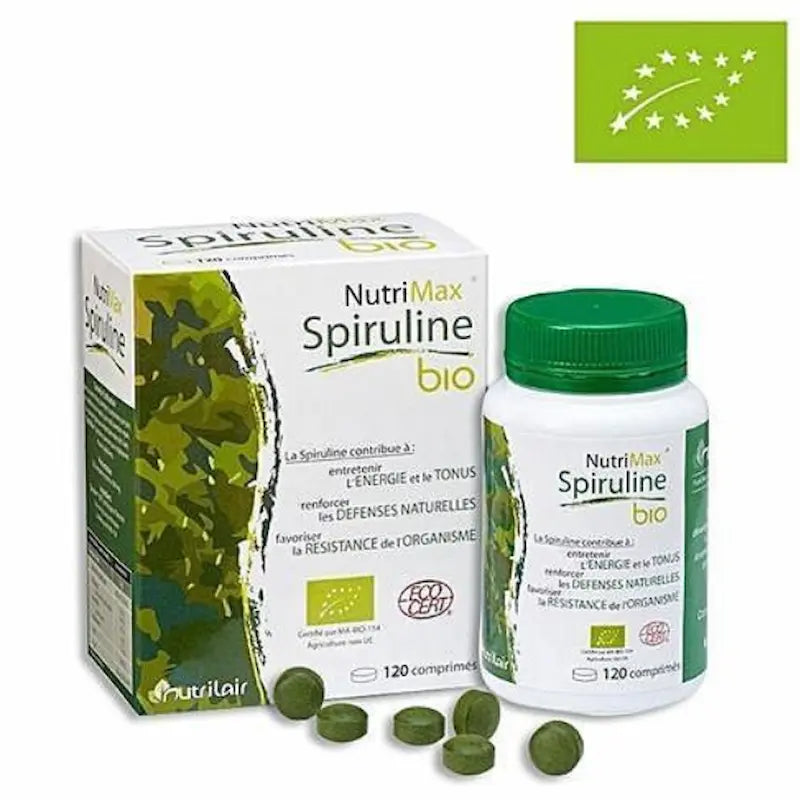 Complément alimentaire NutriMax Spiruline Bio en comprimés pour l énergie et l immunité de la maman au Maroc.